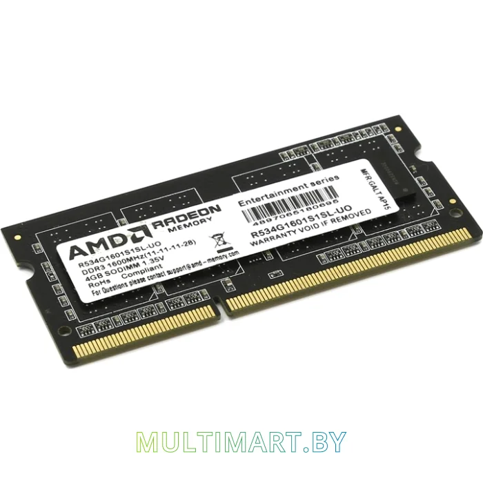 Оперативная память AMD 4GB DDR3 SO-DIMM PC3-12800 (R534G1601S1SL-UO)